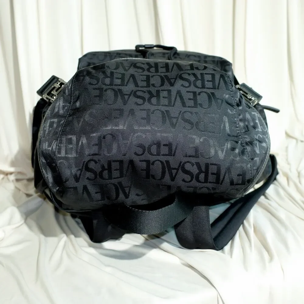 Versace Allover Neo Nylon Backpack Black NWT
